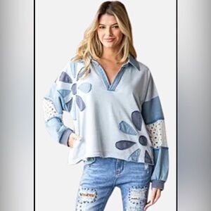Oli and Hali Blue Floral Sweatshirt